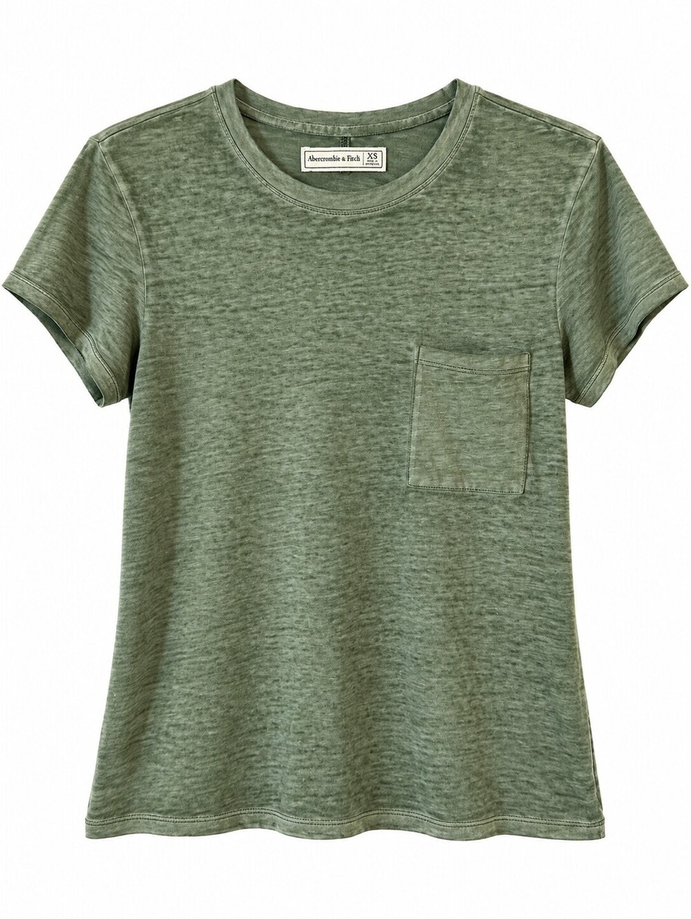 Abercrombie & Fitch XS Olive Green Washed Burnout Pocket Tee Y2K